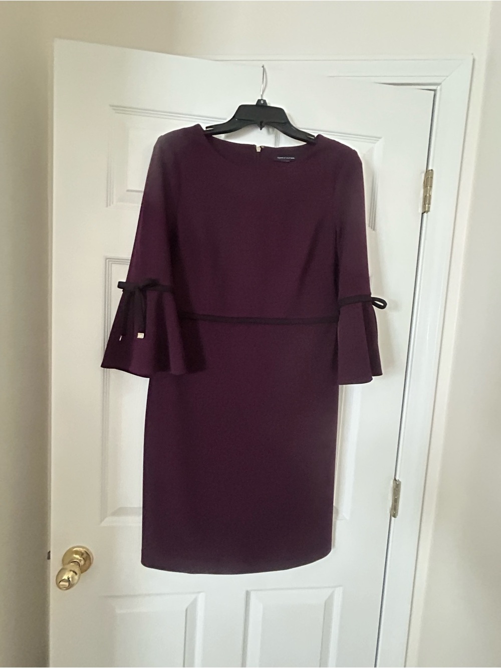 Tommy Hilfiger Plum Bell-Sleeve Sheath Dress